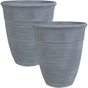 Beliani - Set of 2 Plant Pots Grey Modern Indoor Outdoor Stone Mixture ø 43 cm Katalima