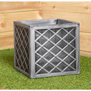 Samuel Alexander - 30cm Small Square Plastic Pewter Grey Garden Patio Planter