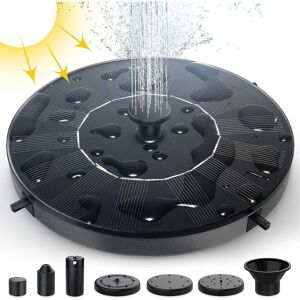 LONGZIMING Solar Fountain Outdoor Garden, 1W Solar Powered Waterfall Fountain Pump, Mini Floating Fountain with 6 Nozzles and Mounting Kit for Bird Bath