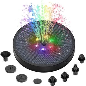 Longziming - Solar Fountain Pump, 3W Circular Solar Water Fountain with 8 Nozzle Styles and 7 Colorful led Lights, Floating Solar Powered Pond Pump