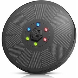TINOR Solar Fountain Pump ,Upgraded 3W Solar Powered Water Fountain with 7 Nozzles RGB Colored Light Outdoor Floating Solar Powered Water Fountain Pump