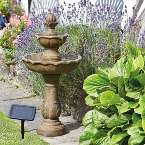 MARCO PAUL Solar Water Fountain 98cm 3 Tier Outdoor Resin Cascade Feature Stone Effect Freestanding Garden Ornament