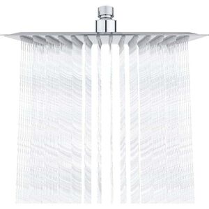 ZVD - Stainless steel shower head – water-saving shower, 25 cm square shower head, universal rain shower head, 1/2 inch thread, 360° rotatable, 30°