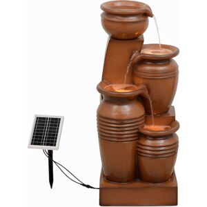 28.7' 4-Tier Cascading Bowl Solar Powered Water Fountain for Outdoor Living Spaces, Terracotta - Teamson Home