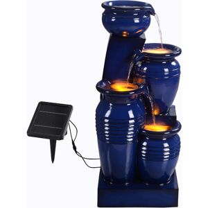 Teamson Home 73 cm 4-Tier Cascading Bowl Solar Powered Water Fountain for Outdoor Living Spaces, Navy