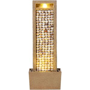 Teamson Home Garden Outdoor Water Feature Tall Waterfall Water Fountain With Warm LED Lights Layered Rock Design Seashells