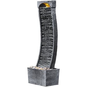 Teamson Home - Garden Outdoor Water Feature, Large Curved Tall Water Fountain, Waterfall Design, With led Lights, Slate Effect, 34 x 22 x 98 (cm)