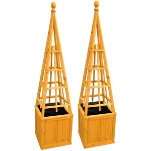 SELECTIONS Wooden Garden Obelisk Planter with Liner (Set of 2)