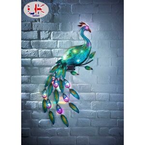 SPOT ON DEALZ 12 Multi ColoRed LED Light Solar PoweRed Gems Peacock Wall Art Garden Decoration SPOT ON DEALZ 12 Multi ColoRed LED Light Solar PoweRed Gems Peacock Wall Art Garden Decoration