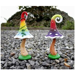 GARDEN MILE 2pc Resin Multi-Coloured Toadstool Ornaments GARDEN MILE 2pc Resin Multi-Coloured Toadstool Ornaments