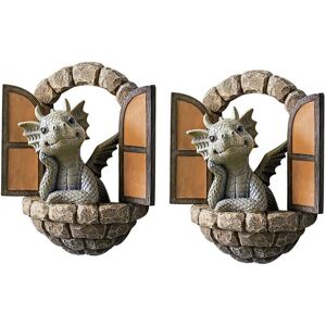 TLILY 2PCS Garden Decor Wall Decoration Dragon Statues, Small Beautiful Yard Sculpture Resin W110 TLILY 2PCS Garden Decor Wall Decoration Dragon Statues, Small Beautiful Yard Sculpture Resin W110