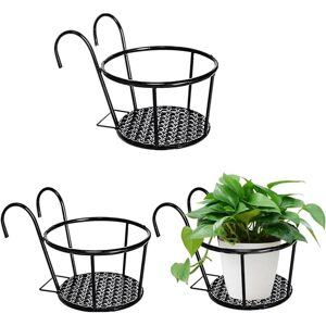 WOIYIC 3 Pack Metal Flower Pot Holders - Hanging Flower Shelf with Flower Pot Hooks - Hanging Railing - for Garden, Balcony, Fence, Indoor and Outdoor WOIYIC 3 Pack Metal Flower Pot Holders - Hanging Flower Shelf with Flower Pot Hooks - Hanging Railing - for Garden, Balcony, Fence, Indoor and Outdoor