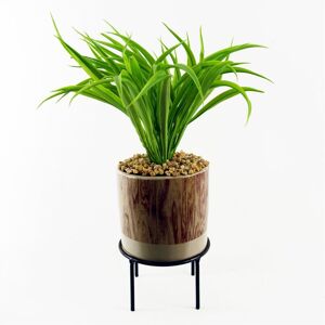 Leaf - 35cm Artificial Grass with Ceramic Planter & Metal Stand Leaf - 35cm Artificial Grass with Ceramic Planter & Metal Stand