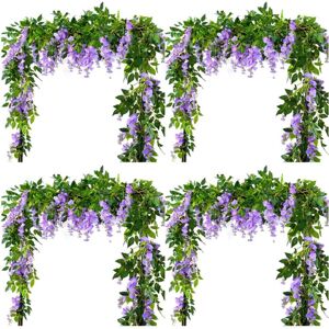 Tlily - 4 Pieces 7 Feet/Pieces Hanging Rattan Flower Vine Garland Purple Tlily - 4 Pieces 7 Feet/Pieces Hanging Rattan Flower Vine Garland Purple