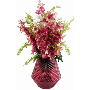 Leaf - 70cm Dark Pink Artificial Delphinium Flower Arrangement Pink Vase Leaf - 70cm Dark Pink Artificial Delphinium Flower Arrangement Pink Vase