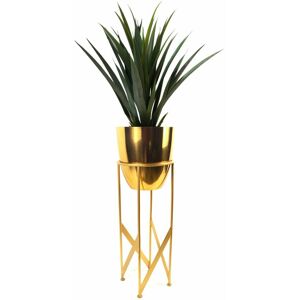 Leaf - 90cm Gold Planter with Artificial Yukka Plant Leaf - 90cm Gold Planter with Artificial Yukka Plant