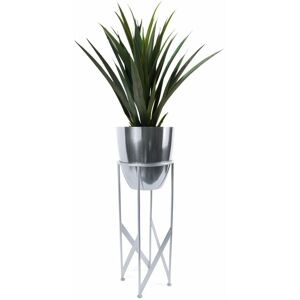 Leaf 90cm Silver Planter with Artificial Yukka Plant Leaf 90cm Silver Planter with Artificial Yukka Plant