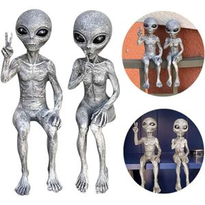 DHKLFA Aiitllyna Alien Statuette,Set of 2 Space Alien Statues,Extra Terrestrial Statue,Garden Figurine,Resin Sculpture for Home Office Garden Patio Yard Lawn DHKLFA Aiitllyna Alien Statuette,Set of 2 Space Alien Statues,Extra Terrestrial Statue,Garden Figurine,Resin Sculpture for Home Office Garden Patio Yard Lawn