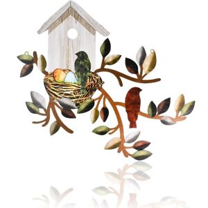 Metal Bird Wall Decor, Outdoor Wall Decor, Hanging Metal Tree with Birdhouse, Indoor and Outdoor Garden Wall Decor - Alwaysh Metal Bird Wall Decor, Outdoor Wall Decor, Hanging Metal Tree with Birdhouse, Indoor and Outdoor Garden Wall Decor - Alwaysh