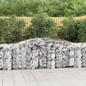 vidaXL Arched Gabion Baskets 6 pcs 400x50x80/100 cm Galvanised Iron - Gabion Basket vidaXL Arched Gabion Baskets 6 pcs 400x50x80/100 cm Galvanised Iron - Gabion Basket