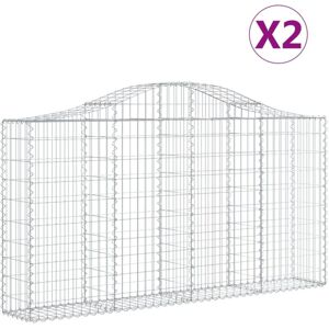 BONNEVIE Arched Gabion Baskets 2 pcs,Planter,Plant pot 200x30x100/120 cm Galvanised Iron CFW83000 BONNEVIE Arched Gabion Baskets 2 pcs,Planter,Plant pot 200x30x100/120 cm Galvanised Iron CFW83000