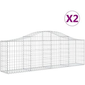 BONNEVIE Arched Gabion Baskets 2 pcs,Planter,Plant pot 200x30x60/80 cm Galvanised Iron CFW97796 BONNEVIE Arched Gabion Baskets 2 pcs,Planter,Plant pot 200x30x60/80 cm Galvanised Iron CFW97796