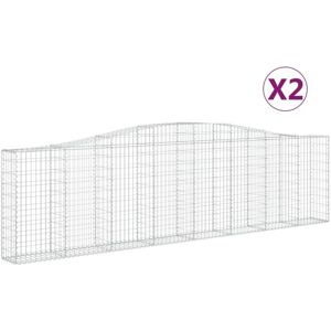 BONNEVIE Arched Gabion Baskets 2 pcs,Planter,Plant pot 400x30x100/120 cm Galvanised Iron CFW75126 BONNEVIE Arched Gabion Baskets 2 pcs,Planter,Plant pot 400x30x100/120 cm Galvanised Iron CFW75126
