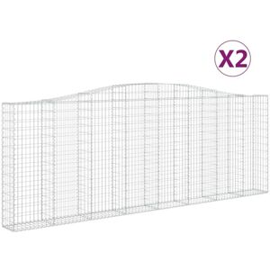 BONNEVIE Arched Gabion Baskets 2 pcs,Planter,Plant pot 400x30x140/160 cm Galvanised Iron CFW89964 BONNEVIE Arched Gabion Baskets 2 pcs,Planter,Plant pot 400x30x140/160 cm Galvanised Iron CFW89964