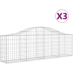 BONNEVIE Arched Gabion Baskets 3 pcs,Planter,Plant pot 200x30x60/80 cm Galvanised Iron CFW93383 BONNEVIE Arched Gabion Baskets 3 pcs,Planter,Plant pot 200x30x60/80 cm Galvanised Iron CFW93383