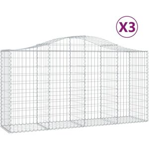 BONNEVIE Arched Gabion Baskets 3 pcs,Planter,Plant pot 200x50x100/120 cm Galvanised Iron CFW10618 BONNEVIE Arched Gabion Baskets 3 pcs,Planter,Plant pot 200x50x100/120 cm Galvanised Iron CFW10618