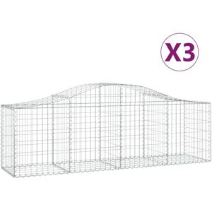 BONNEVIE Arched Gabion Baskets 3 pcs,Planter,Plant pot 200x50x60/80 cm Galvanised Iron CFW12120 BONNEVIE Arched Gabion Baskets 3 pcs,Planter,Plant pot 200x50x60/80 cm Galvanised Iron CFW12120
