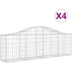 BONNEVIE Arched Gabion Baskets 4 pcs,Planter,Plant pot 200x30x60/80 cm Galvanised Iron CFW32568 BONNEVIE Arched Gabion Baskets 4 pcs,Planter,Plant pot 200x30x60/80 cm Galvanised Iron CFW32568