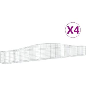BONNEVIE Arched Gabion Baskets 4 pcs,Planter,Plant pot 400x30x40/60 cm Galvanised Iron CFW67819 BONNEVIE Arched Gabion Baskets 4 pcs,Planter,Plant pot 400x30x40/60 cm Galvanised Iron CFW67819