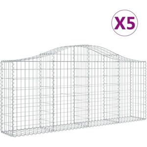 BONNEVIE Arched Gabion Baskets 5 pcs,Planter,Plant pot 200x30x80/100 cm Galvanised Iron CFW75620 BONNEVIE Arched Gabion Baskets 5 pcs,Planter,Plant pot 200x30x80/100 cm Galvanised Iron CFW75620