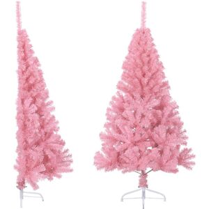 Artificial Half Christmas Tree with Stand Pink 120 cm PVC vidaXL Artificial Half Christmas Tree with Stand Pink 120 cm PVC vidaXL