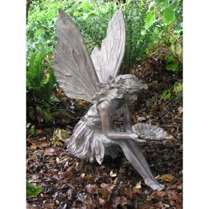 GARDEN MILE Fairy Garden Ornament, Outdoor Winged Sitting Statue with Bronze Effect, Fully Weather Proof Garden Statues and Sculptures GARDEN MILE Fairy Garden Ornament, Outdoor Winged Sitting Statue with Bronze Effect, Fully Weather Proof Garden Statues and Sculptures