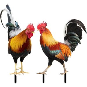 Héloise - Chicken Garden Ornaments, 2PCS Decorative Chicken Garden, Rooster Decor Garden Statue for Outdoor, Chicken Figurine for Garden, Rooster Héloise - Chicken Garden Ornaments, 2PCS Decorative Chicken Garden, Rooster Decor Garden Statue for Outdoor, Chicken Figurine for Garden, Rooster