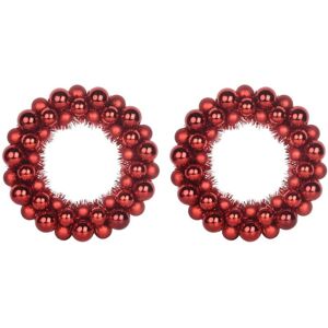 Christmas Ball Wreathes 2 pcs Red 33 x 33 x 7 cm Polystyrene vidaXL Christmas Ball Wreathes 2 pcs Red 33 x 33 x 7 cm Polystyrene vidaXL