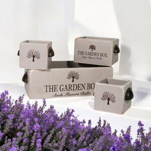 Crates Planters (Set of 4) - Wood - Rustic Grey Crates Planters (Set of 4) - Wood - Rustic Grey