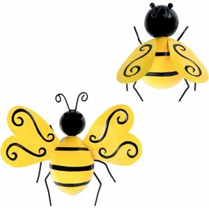 BRIDAY Cute Bees Metal Wall Art, 3D Wall Decor, Bright Yellow Wall Sculptures and Statues for Farmhouse, Porch, Patio, Lawn, Fence, Garden Set of 2 BRIDAY Cute Bees Metal Wall Art, 3D Wall Decor, Bright Yellow Wall Sculptures and Statues for Farmhouse, Porch, Patio, Lawn, Fence, Garden Set of 2