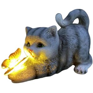 GOTRAYS Decorative Cat Figurine for Garden, Garden Decoration, Butterfly Solar Lights for Outdoor, Balcony Garden Decoration, Layout Cute Cat Butterfly Resin GOTRAYS Decorative Cat Figurine for Garden, Garden Decoration, Butterfly Solar Lights for Outdoor, Balcony Garden Decoration, Layout Cute Cat Butterfly Resin