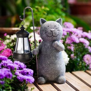 IKODM Decorative Cat Statue for Outdoor Garden with Solar Light - Living Room Decor Gift for Women Men Mom Birthday Waterproof Garden Balcony Decoration IKODM Decorative Cat Statue for Outdoor Garden with Solar Light - Living Room Decor Gift for Women Men Mom Birthday Waterproof Garden Balcony Decoration