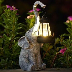 Tinor - Elephant Decoration Statue Outdoor Garden with Solar Lamp Figurine - Living Room Elephant Decoration Gift for Women Men Mom Birthday Tinor - Elephant Decoration Statue Outdoor Garden with Solar Lamp Figurine - Living Room Elephant Decoration Gift for Women Men Mom Birthday