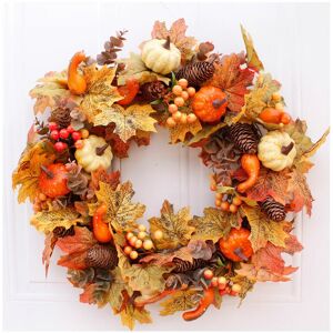 DEWDAT Fall Maple Leaf Pumpkin Halloween Wreath Artificial Fall Maple Leaf Garlands 60cm Berry Pumpkin Hanging Wall Decor Door Wreath For Thanksgiving DEWDAT Fall Maple Leaf Pumpkin Halloween Wreath Artificial Fall Maple Leaf Garlands 60cm Berry Pumpkin Hanging Wall Decor Door Wreath For Thanksgiving