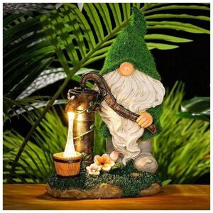 YMYNY Fliti Flocked Garden Gnome Decorations, 7.5' Funny gnome Outdoor Garden Statue with Solar Lights, Waterproof Resin Gnome Figurines for Yard YMYNY Fliti Flocked Garden Gnome Decorations, 7.5' Funny gnome Outdoor Garden Statue with Solar Lights, Waterproof Resin Gnome Figurines for Yard
