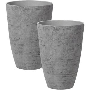 BELIANI Set of 2 Plant Pots CAMIA 43 cm Grey BELIANI Set of 2 Plant Pots CAMIA 43 cm Grey