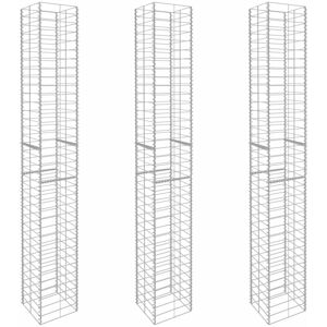 Vidaxl - Gabion Baskets 3 pcs Galvanised Steel 25x25x197 cm Vidaxl - Gabion Baskets 3 pcs Galvanised Steel 25x25x197 cm