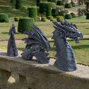 TEHTUY Garden Dragon Statue. Garden Dragon Statue, Faux Stone Resin Sculpture for Outdoor Home Decoration, Garden Ornaments, Outdoor Animal (Black) TEHTUY Garden Dragon Statue. Garden Dragon Statue, Faux Stone Resin Sculpture for Outdoor Home Decoration, Garden Ornaments, Outdoor Animal (Black)