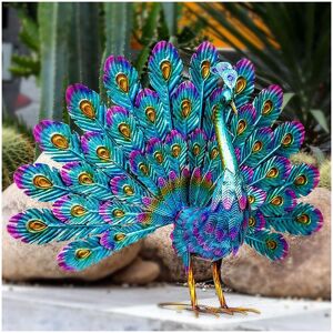 HÉLOISE Garden Ornaments Peacock Sculptures Outdoor High-Tail Metal Peacock Statue Metal Bird Art Decoration Beautiful Peacock Statue Ornament Easy diy, for HÉLOISE Garden Ornaments Peacock Sculptures Outdoor High-Tail Metal Peacock Statue Metal Bird Art Decoration Beautiful Peacock Statue Ornament Easy diy, for