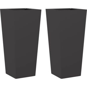 vidaXL Garden Planters Black 2 pcs 35x35x75 cm Steel - Garden Planters vidaXL Garden Planters Black 2 pcs 35x35x75 cm Steel - Garden Planters